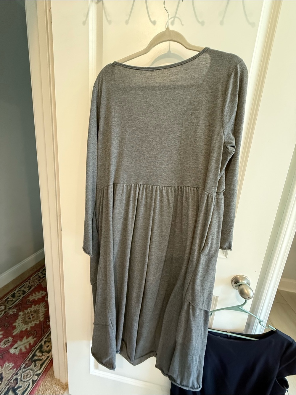 Gray Long-Sleeve Knit Swing Dress - Casual Women's Dress